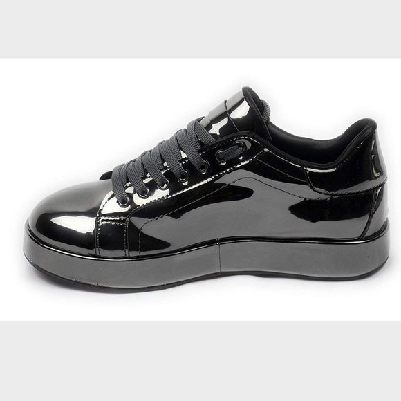 Women's Patent Leather Stylish Fashion Sneakers - Picture 3 of 8